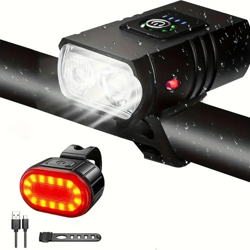 Front Bike Light USB Rechargeable Power Display Bicycle Led Light Waterproof Bicycle Headlight Flashlight Cycling Accessories