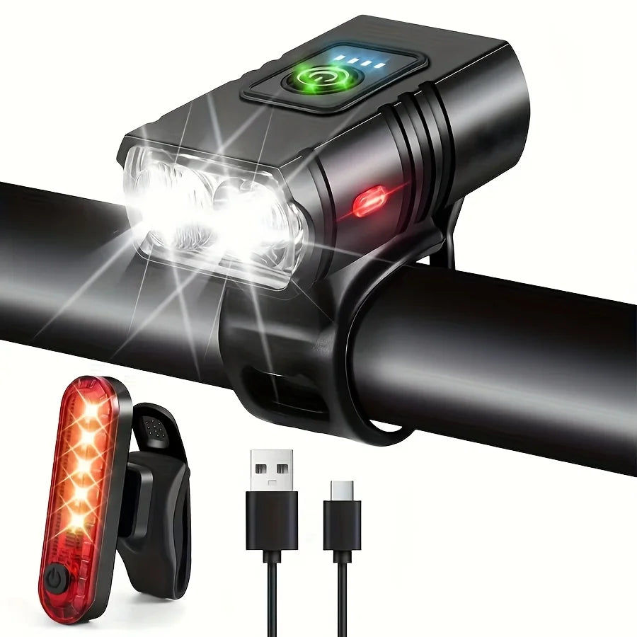 Front Bike Light USB Rechargeable Power Display Bicycle Led Light Waterproof Bicycle Headlight Flashlight Cycling Accessories