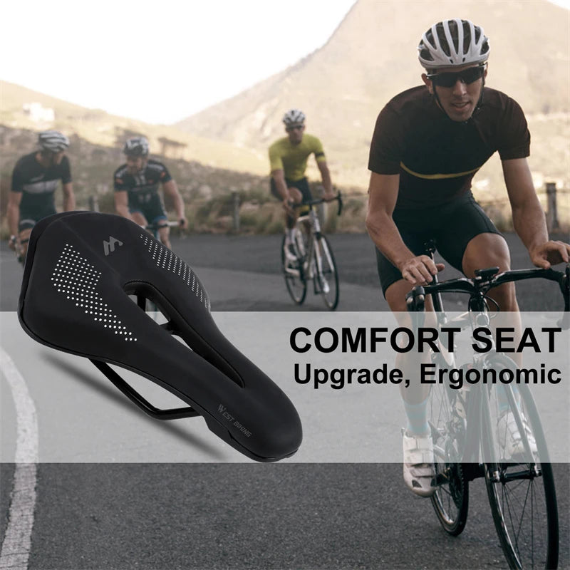 WEST BIKING Ultralight Mountain Bicycle Saddle MTB Short Nose Road Bike Seat PU Leather Hollow Prostatic Saddle Bicycle Parts