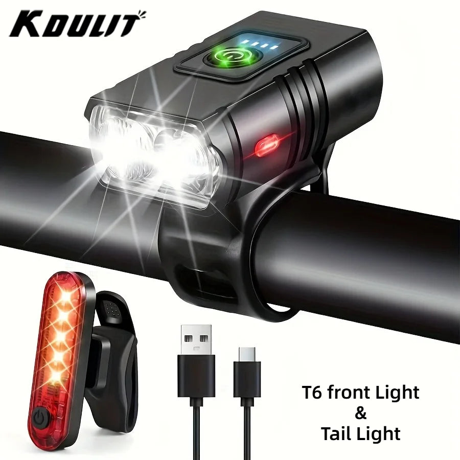Front Bike Light USB Rechargeable Power Display Bicycle Led Light Waterproof Bicycle Headlight Flashlight Cycling Accessories