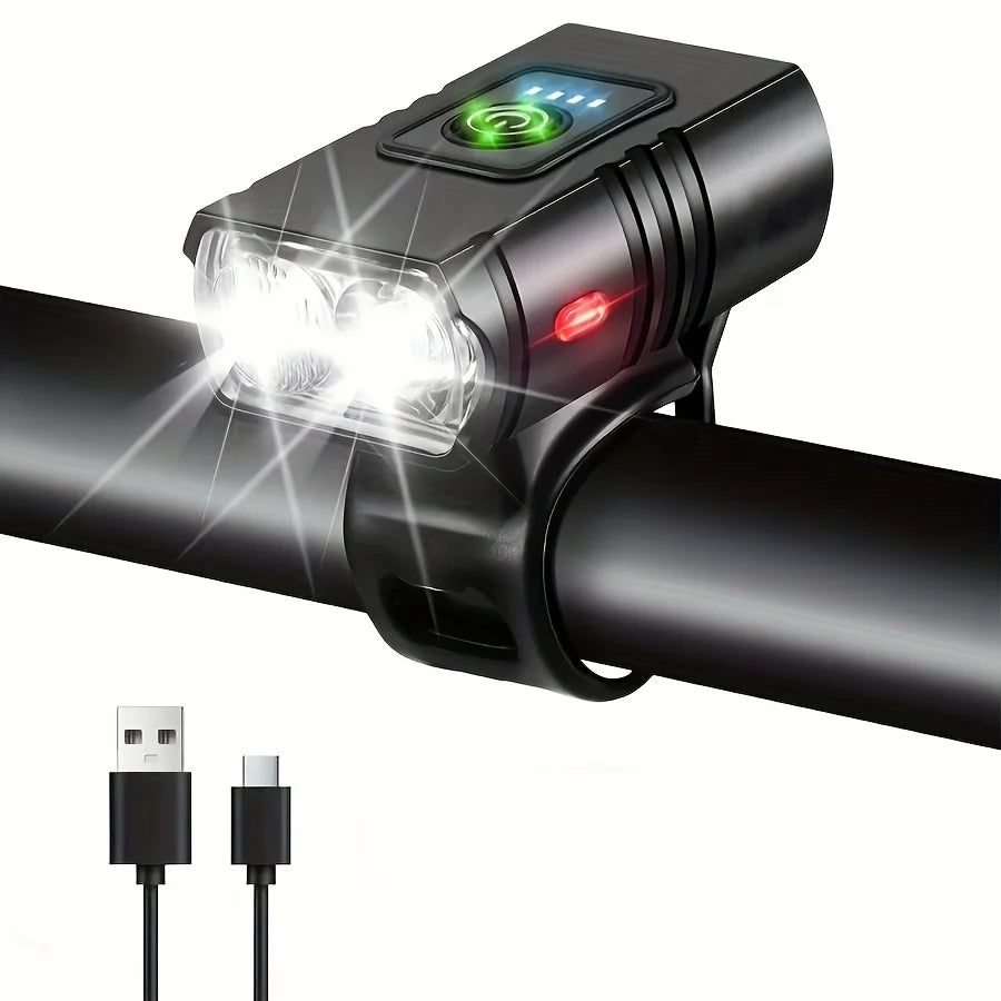 Front Bike Light USB Rechargeable Power Display Bicycle Led Light Waterproof Bicycle Headlight Flashlight Cycling Accessories
