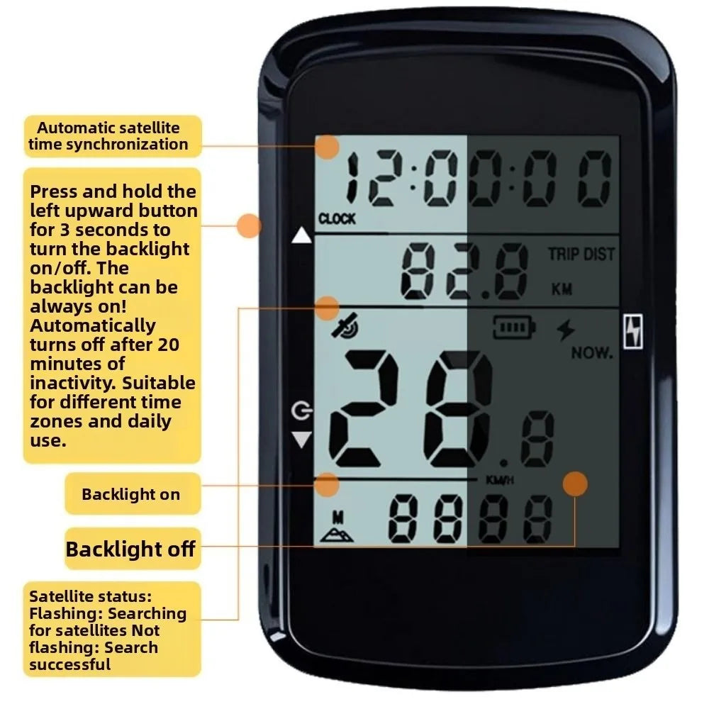 Waterproof Bike Speedometer 2.4 Inch Screen Rechargeable Bicycle Counter Odometer Digital Stopwatch Ultralight