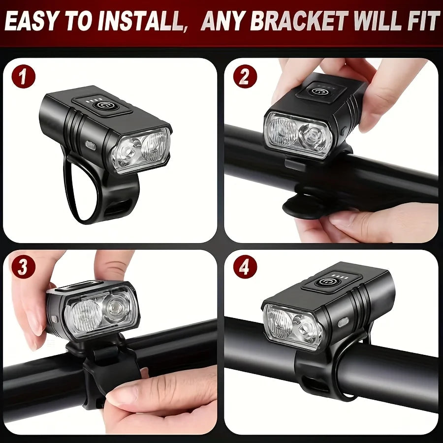 Front Bike Light USB Rechargeable Power Display Bicycle Led Light Waterproof Bicycle Headlight Flashlight Cycling Accessories