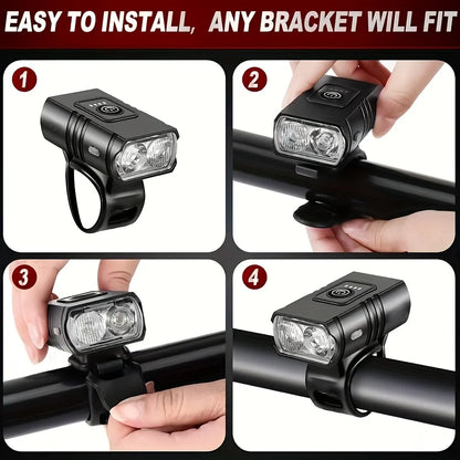 Front Bike Light USB Rechargeable Power Display Bicycle Led Light Waterproof Bicycle Headlight Flashlight Cycling Accessories